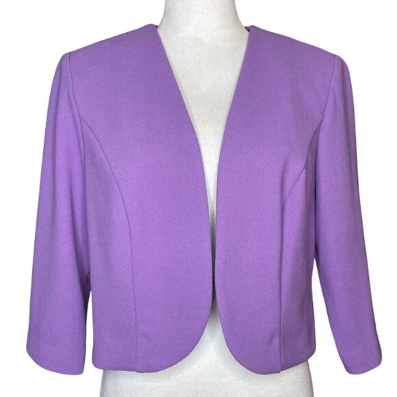 Maya Brooke Women's Lavender Cropped 3/4 Sleeve Open Front Blazer Size 14 - Picture 1 of 7